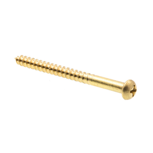 Prime-Line Wood Screw, Round Head, Phillips Drive #8 X 2in Solid Brass 15PK 9207879